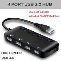 【❤】 Rehmans store. Ultra-Thin 4-Port USB 3.0 HUB สวิตช์ไฟ LED ส่วนบุคคลแบบพกพา Data Hub Splitter Suit สำหรับ Hdd/ssd