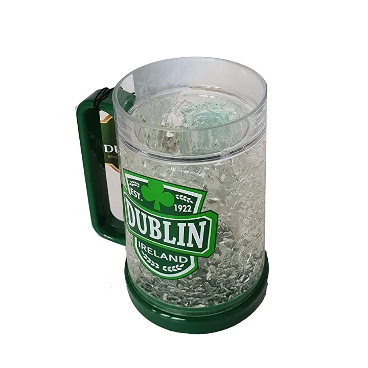 【One Cat Shop】 Frosty Freezer Beer Mugs Heavy Double Wall Gel Dublin