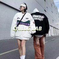 ◕∋ CHILLG LAB เสื้อแจ็คเก็ตผู้ชายแฟชั่นลำลองคอกลมสไตล์แจ็คเก็ตคู่อินเทรนด์แบรนด์บางฤดูใบไม้ร่วงด้านบน