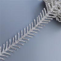 1 Yard Classic Silver Fishbone Rhinestone Trim V-shaped Crystal Metal Chain Bling Diamond Decorative Dress Bag Shoes Accessories