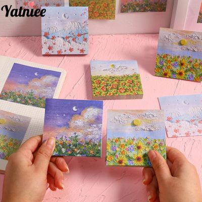50 Sheets Oil Painting Sticky Memo Pads Yatniee Notepad Sticky Notes - 50 Sheets - Aliexpress