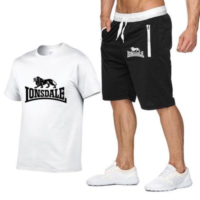 Men Summer LONSDALE Sportswear Sets Short sleeve T-shirts Short Pants New Fashion Men Casual Sets Shorts T-shirts 2 pieces