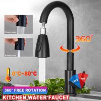 Black Stainless steel Single Hole Spout Kitchen Sink Mixer Tap Mixer Pull Out Kitchen Faucet Sprayer Head Hot Cold Tap