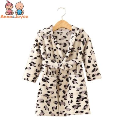 Fashion Long Sleeve Hooded Childrens Bathrobe Kids Pajamas Robes Baby Boy Girls Bathrobe 3-8yrs