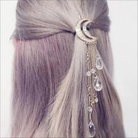 QianXing Shop 1Pc Women Moon   Beads Dangle Hairpin Hair Clip Bridal Jewelry