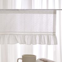 【YD】 Korean Short Curtain Pastoral Sheer Curtains Half Ponits Drapes Window Valance