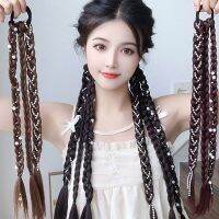 ANGELAA เปียสังเคราะห์มวยหางม้าสำหรับผู้หญิง,วิกผมถักยางรัดผมเท่ๆสไตล์ Dreadlocks