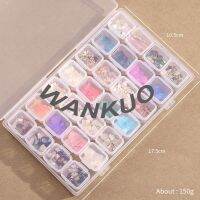 【WANKUO】ชุดเครื่องประดับตกแต่งเล็บ ลูกปัด เปลือกหอย ไข่มุก 28 ช่อง สำหรับผู้หญิง