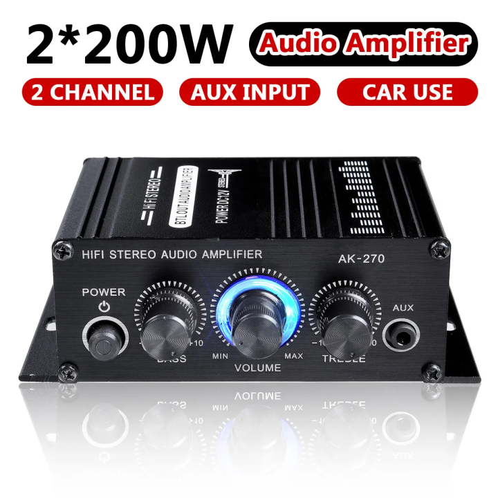 AK270 Penguat Daya Teater Rumah Karaoke Audio Amplifier 2CH Bluetooth Kelas D Amplifier USB SD