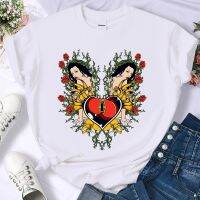 SummerSexy Womens Printed Cotton T-shirt Short Sleeve Casual Fashion 100% Cotton Harajuku Basic High Quality Top Free Shipping