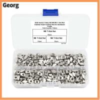 GEORG 160Pcs M3 M4 M5 ทีนัท พร้อมกล่องเก็บของ เหล็กกล้าคาร์บอนชุบนิกเกิล น็อตช่อง T ทนทานต่อการใช้งาน 2020 Series T nuts โปรไฟล์อลูมิเนียม