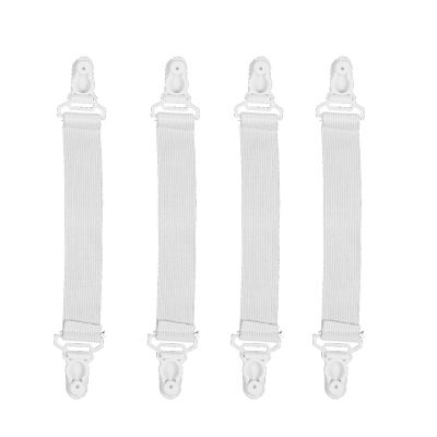 4 Pcs Home White Elastic Mattress Bed Sheet Grippers Clips