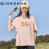 GIORDANO Women Planet Series T-Shirts Fashion Astronaut Print Tee Short Sleeve Crewneck Casual 100% Cotton Tshirts 99393216