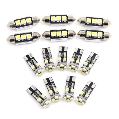 Xinsu ไฟเก๋ง LED การอ่านแผนที่รถยนต์โดมสีขาว15ชิ้นใช้ได้กับรถ Audi Q5 (8R) 2009-2012 Canbus