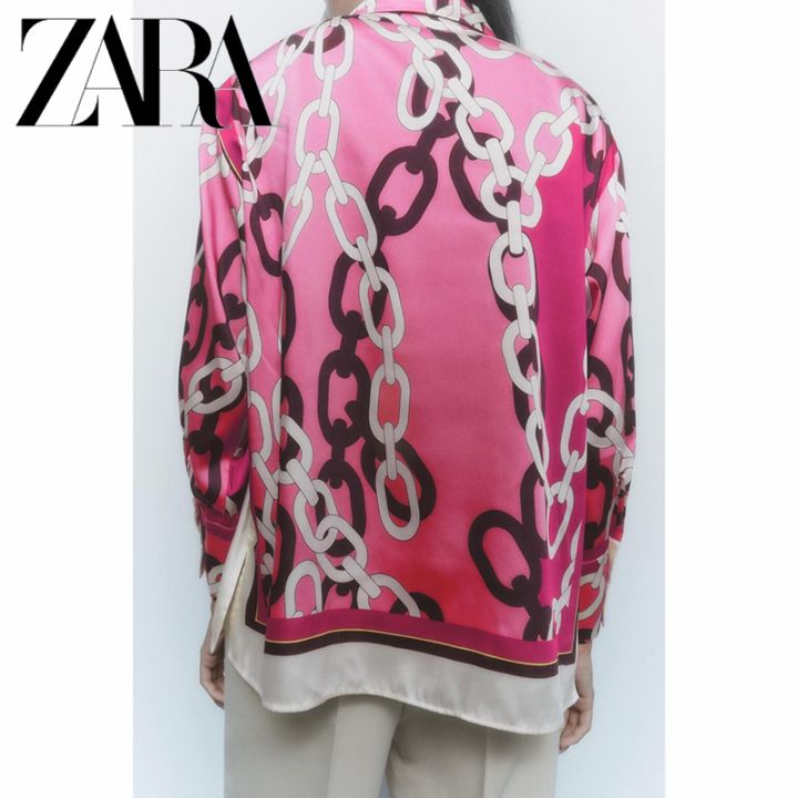 zara-ใหม่-เสื้อเชิ้ตแขนยาว-คอปก-ผ้าเดรป-พิมพ์ลายโซ่-สําหรับผู้หญิง-9113