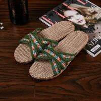 2019 New All Linen House Slippers for Women and Men Beach Slips Non-slip Home Uni Female Kasut