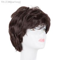 Mamas Wig Fei-Show Synthetic Short Wavy Dark Brown Hair Heat Resistant Fiber Male/Female Peruca Perruque Women Hairpiece Toupee [ Hot sell ] ea1voy