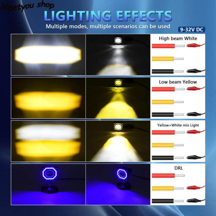 ที่สะสมมีเซอร์ไพรส์2ชิ้นไฟสปอร์ตไลท์แอลอีดีมอเตอร์ไซด์-s14-120w-12000lm-3000k-6000k-8000k-3สี-drl-ริ้วสายไฟไฟตัดหมอกสี่เหลี่ยมกันน้ำ