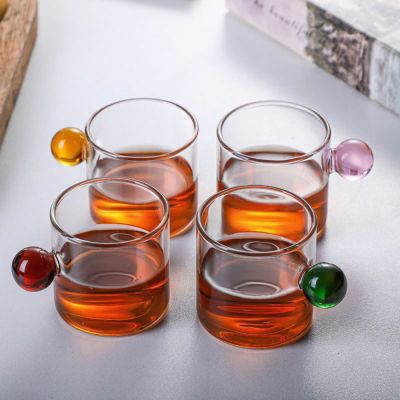 【CW】▽  110/300ML Glass Cup Resistant Espresso Sauce Jug Handle Teacup Wine Beer Drinkware