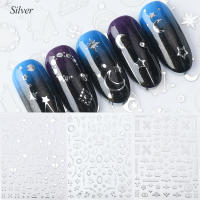 1pcs 3D Gold Silver Nail Art Sticker Embossed Star Moon Starry Designs Adhesive Transfer Sliders Manicure Decoration JICB133-141