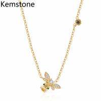 Kemstone สัตว์น่ารักสร้อยคอซิทริน Peridot เพทายการตั้งค่าผึ้งน้อยเพิ่มจี้สำหรับผู้หญิง