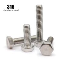 1/2/5/10pc High Quality M6 M8 M10 M12 M14 M16 Length 12-200mm DIN933 316 A4 Stainless Steel External Hex Hexagon Head Bolt Screw Nails Screws Fastener