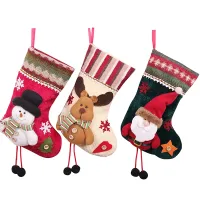 3 Pcs Christmas Stockings Santa Claus Reindeer and Snowman for Xmas Holiday Party Decor