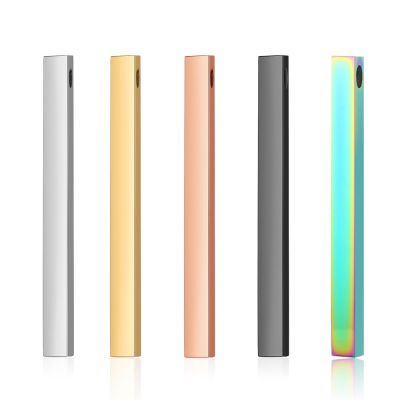【CW】 3pcs/lot 3mm 35 40 45mm Long Blank Vertical Square Bar Pendant Wholesale Real Stainless Steel Bar Pendants for Custom Engrave