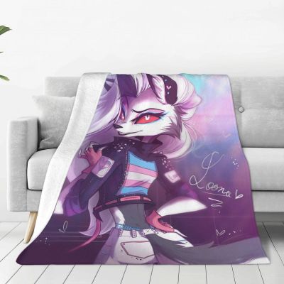 （in stock） Loona Knitted Blanket Coral Plush Helluva Boss Anime Warm Blanket Home Sofa Bedroom Duvet（Can send pictures for customization）