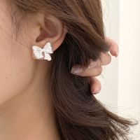 Original S925 sterling silver brushed matte bowknot earrings girls 2023 new simple and sweet personality earrings temperament