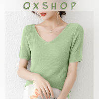 QXshop พร้อมส่ง ? เสื้อยืดแฟชั่นคอวี เสื้อยืดแขนสั้น เพิ่มความเก๋ระดับ10 ด้วยกลิตเตอร์ วิบๆวับๆ ✨ ใส่สบาย ออกได้ทุกงาน ดีต่อใจ