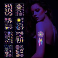 【CW】 Lasting Personality Fluorescent Bronzing Color Feather Arm Stickers