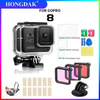 ตัวเรือนดำน้ำเคสกันน้ำใต้น้ำ60ม. สำหรับ Go Pro Pro8 Gopro Hero 8 Gopro8สีดำฝาครอบป้องกันอุปกรณ์เสริม