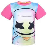 เสื้อผ้าเด็กสาวฤดูร้อนเกมเสื้อตัวอักษรแขนสั้นเสื้อยืด Marshmallow HERO พิมพ์ง่ายเสื้อคอโอน่ารักแฟชั่นผ้าฝ้าย