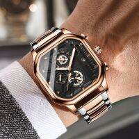 ZZOOI Chronograph 2023 Rose Gold Sport Men Wrist Watch For Male Stainless Steel Clock Luxury Business Wristwatch Waterproof Date Watch