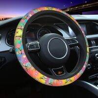 เครื่องประดับแฟชั่นพวงมาลัยรถยนต์ [Automobile accessories] สีรุ้งและดอกไม้สลอธขนาด38ซม. สำหรับป้องกันรถยนต์