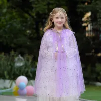 【Ready in stock/on sale】Childrens Day Girls Cloak Sequined Ball Tull Shawl Kids Dress Birthday Party Beach Rainbow Wrap Princess Costume Shining Star