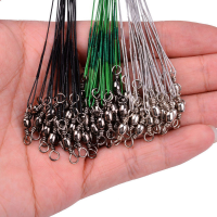 【cw】40PCS Anti Bite Fishing Line Steel Wire Leader With Swivel Fishing Accessory Lead Core Leash Fishing Wire