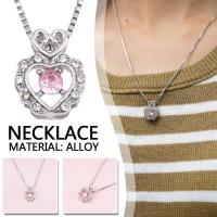 Pink Love Heart Pendant Necklace Y2k Crystal Hollow Gifts Jewelry Wedding Elegant Neck Aesthetic G1S4