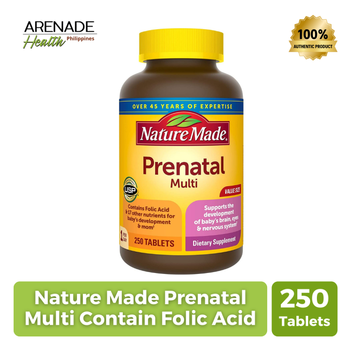 Nature Made Prenatal Multi contains Folic Acid + 17 Prenatal Vitamins