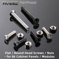 AVSSZ 10 Pairs Audio Video 86 Cabinet Panel D Type Module Socket Round Flat Head Metal Screws Nuts 3mm O.D 12 14 30mm Length