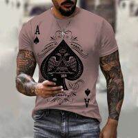 Summer Poker Graphic Printed 3D T-Shirt Fun Casual Fashion Short Sleeve Round Neck Men Streetwear T-Shirt