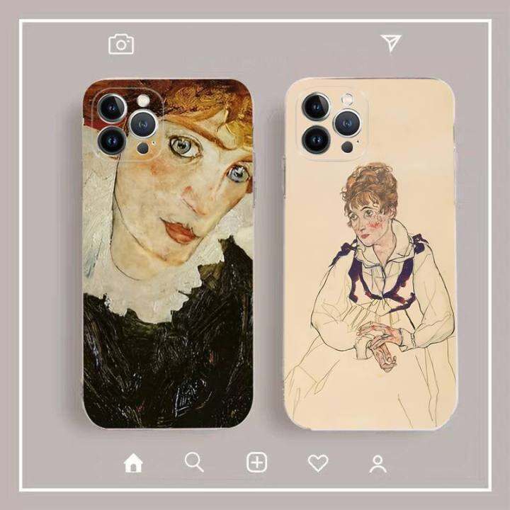 egon-schiele-เคสศัพท์สำหรับ-14-13-12-11-pro-max-xs-x-xr-se-2020-6-7-8-plus-mini-โปร่งใส-shell