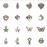 New Stainless Steel Alloy Pendant Jewelry Shell Round Flower Shape Bear Head Lock Key Music Guitar Pentagram Star Moon Heart