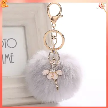 Fluffy Rabbit Fur Keychains Pompom Hamster Keychain Cute Plush Koala Key  Chains