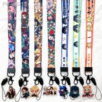 Demon Slayer Lanyards Anime Mobile Phone Lanyard Wrist Strap Long Hanging Neck Student School Card Keychain Holder Rope Gift