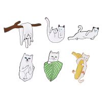 Cheap Cat Creative Posture Weird Cute Brooch for Woman Badge Shirt Enamel Pin Brooches for Men Metal Pin Jewelry Accesorios