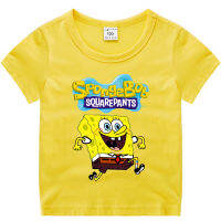 SpongeBob การ์ตูนชายเสื้อยืดหญิงแขนสั้นลูกเรือคอเด็กใหม่เสื้อผ้าฤดูร้อนเสื้อใส่ด้านในผ้าฝ้ายครึ่งแขนเสื้อแฟชั่นกีฬา Breathable Moisture