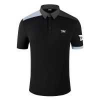 PXG เสื้อกอล์ฟแขนสั้นผู้ชาย,เสื้อผ้าฤดูร้อนเสื้อโปโลชายเสื้อกีฬาแห้งเร็วบาง