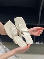 The niche senior French feeling cool slippers female summer wear in 2023 the new clip toe high heels fine with flip-flops